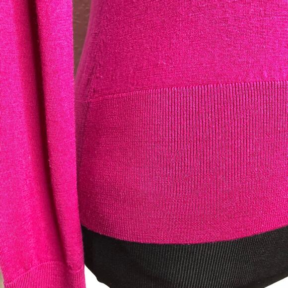 Lafayette 148 New York dark pink v neck wool sweater size Small - Picture 6 of 14